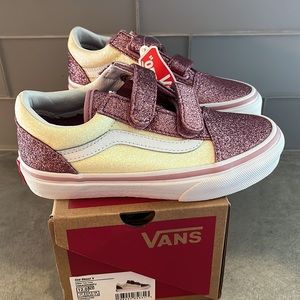 Girls’ Sparkly Velcro Vans Size 12